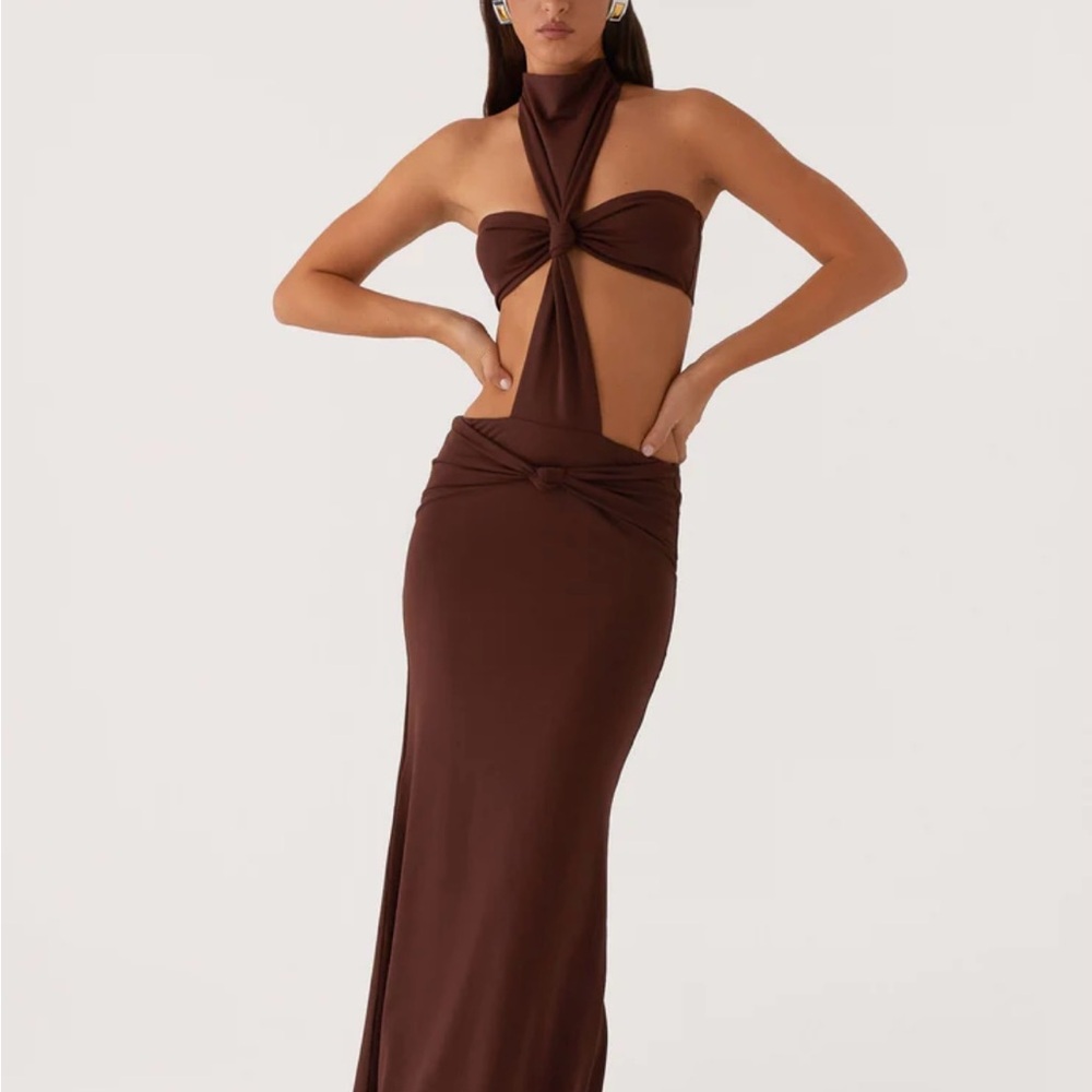 Peppermayo Elinor Brown Maxi Dress Chocolate